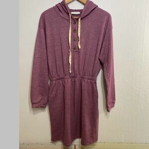 Gilli Hoodie Dress M Purple Drawstring Waist Cozy Casual Loungewear With Pockets